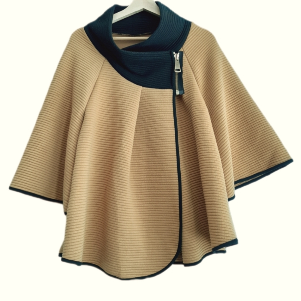 Cape Jacket Mustard Yellow Ribbed 3D Texture Sz M